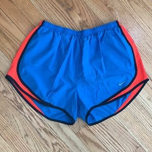 Nike Women's Tempo Dry Core 3'' Running Shorts size XL Blue Navy Neon Orange